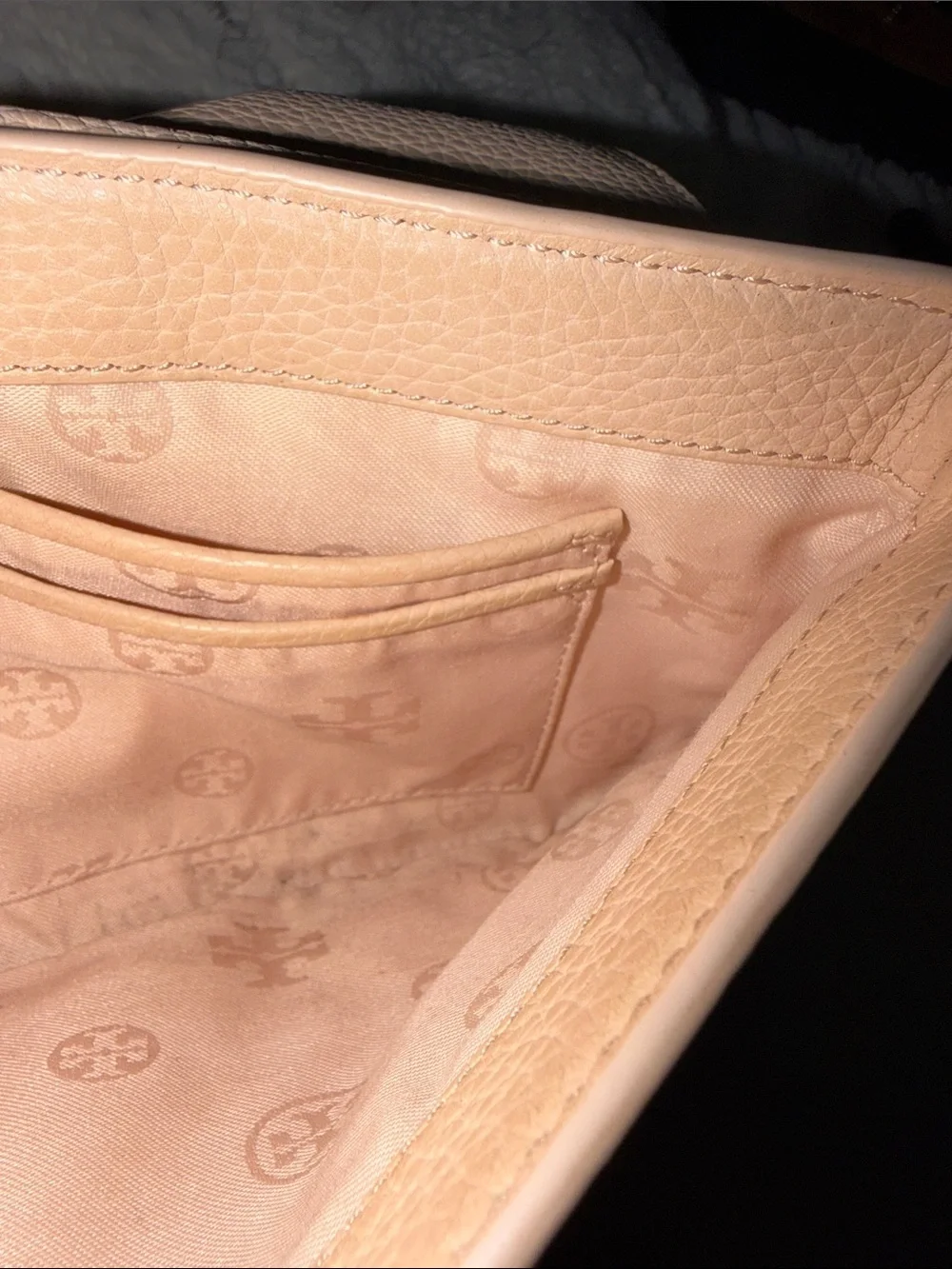 Tory Burch Blush Pebbled Leather Chain Shoulder Bag